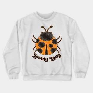 Cute Orange Color Ladybug - Lovely Lady Crewneck Sweatshirt